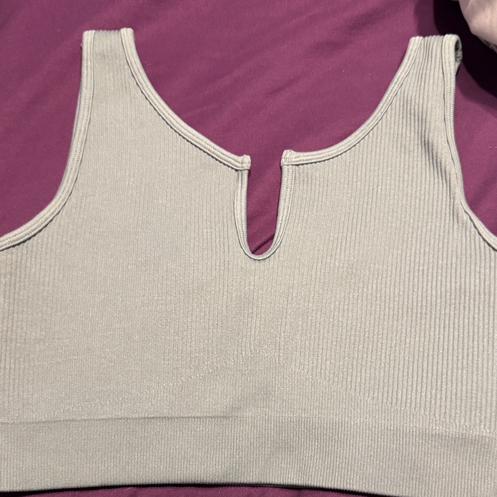 Women's Ribbed Knit Tank Top - Gray